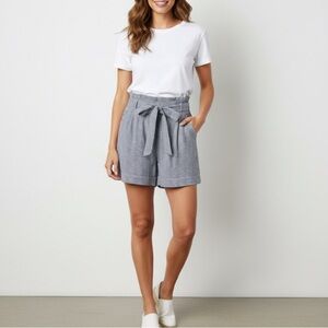 Striped Trouser Shorts Medium High Rise Tie Waist Romeo Juliet Coquette Preppy